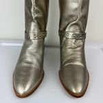 Nine West Vtg Y2K 9West Champagne Metallic Western Riding Boots Sz 8 Buckle Cowgirl Photo 10