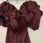 House Of CB  Selena Wine Red Brown Puff Sleeve Off Shoulder Corset dress‎ size S Photo 5