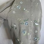 Bonnie Evans Gray Floral Embroidered Button Sweatshirt Women’s 2X Cozy Casual Photo 3