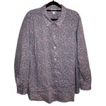 J Jill Spring Floral Button Up Purple Pink Size XL Cotton Long Sleeve Easter Photo 1
