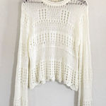 POL NEW  Open Weave Crochet Knit Bell Sleeve Sweater in Cream Off White Size S Photo 0