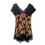 Angie  | S | Short Mini Dress Black Sheer Floral Bustier Baby Doll Women's Photo 3