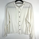 CP Shades  San Francisco Top‎ Women Large Rayon Button Up Shirt Ivory Vintage Photo 0