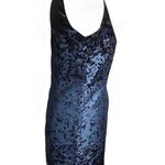 Mario Serrani  Wrinkle-Free Dress Sleeveless Metallic Blue Made  IN ITALY Size 14 Photo 5