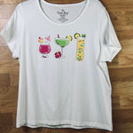 Coral Bay  Petite XL Mixed Drink Shirt w/Sequins & Short Cap Sleeves Vint… Photo 0