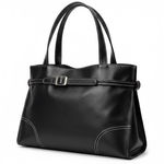 Black Top Handle Bag with White Stitching Photo 0
