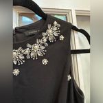 Cynthia Steffe  Black & Cream Peplum Embellished Sequin Beaded Midi Dress Size 2 Photo 3