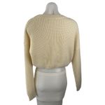 Elodie Women's Cream Ribbed Knit Long Sleeve Crewneck Cropped Sweater Top Size M Photo 1