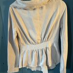 Blanc Noir Taupe Beige Asymmetric Ruffle Zip Up Soft Cozy Fleece Biker Jacket S Photo 4
