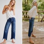 Free People NEW Free People paint splatter raw hem cropped Maggie straight jeans, 31 Photo 1