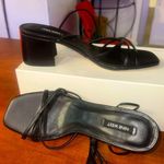 Nine West NEW  Vintage 90s Leather Black White Two Tone Chunky Block Heel Sandals Photo 0