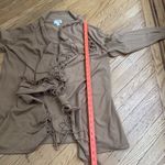Morgan Taylor  camel fringe cardigan sweater size large Photo 3