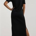 Adidas Velvet Vibes Maxi Shirt Dress Split Hem Black Size Medium NWT Photo 3