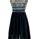 Charlotte Russe Black Gold Sequin Strapless High Low Dress Size Medium Photo 0