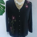 Valerie Stevens  Silk Sweater w Embroidered Flowers Photo 0