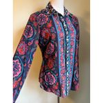 Lucky Brand Medium Long Sleeve Button Med Shirt Floral Blue pink boho whimsi Y2K Photo 3