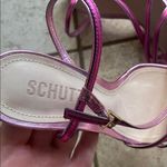 Schutz  Luna High-Heel Metallic Strappy Sandals Ruby Pink Photo 2