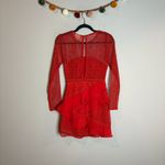 Sage & Paije Selfie Leslie bright red Aramis Long Sleeve Lace & Ruffle Dress Photo 8