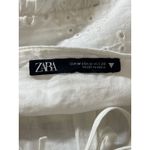 ZARA White Embroidered Eyelet Sleeveless Ruched Peplum Cami Tank Crop Top Size M Photo 2