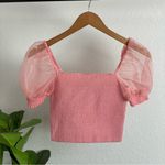 Alice + Olivia Eliana Smocked Crop Top Size XS in Pink Photo 3