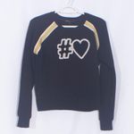Maje  Black Hashtag Heart Embroidered Pullover Sweater Size S Photo 2