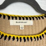 Blue Velvet Crochet Granny Square Boho Knit Sweater Size Small Multicolor Tan Photo 2