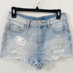 Urban Outfitters BDG UO Super high rise cheeky denim shorts light wash distressed fringe size 29 Photo 0