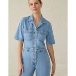 Faherty  Denim Michelle Short Sleeve Jumpsuit Light Blue Wash Size 6 NEW Photo 1