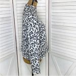 Cynthia Rowley Leopard Print Mock Neck Sweater White Silver Small Cropped Photo 4