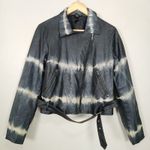 Rock & Republic Faux Leather Jacket Women Large Moto Tie-Dye Biker Grunge Punk Photo 0