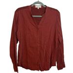 Side Stitch Burnt Orange Raw Hem Button Photo 0