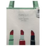 Clinique New  X Kate Spade Tote Bag White Green Never Too Early For Lipstick Photo 4