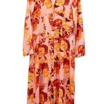 ASOS DESIGN Retro Paneled Maxi Shirt Dress 70s Coral Bloom Print Women’s Size 6 Photo 8