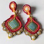 Anthropologie Azul Magenta Beaded with Pearls and rhinestones Drop Earrings Photo 1