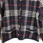 Vintage Crystal Kobe Grandma Grandpa Kawaii Navy Red Plaid Cardigan Women’s L Blue Size L Photo 3