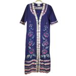 Vintage Bette of Jamaica Floral Purple Pink Blue White Kimono Dress 100% Cotton‎ Size M Photo 2