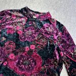Massini Vintage Velvet Romantic Floral Mock Neck Mandarin Collar Top Women's L Photo 1