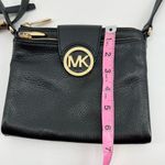Michael Kors MICHAEL Black Leather Large Fulton Crossbody Bag gold hardware Photo 8