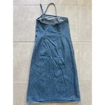 ZARA Denim Dress Women Small Midi One Shoulder Festival Western Medium Wash Boho Photo 1
