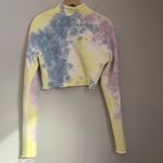 Cotton Citizen Cropped Half-Zip Tie Dye Sweatshirt Large Mock Neck Athleisure Photo 1
