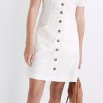 Madewell NEW  Linen-Cotton‎ Puff-Sleeve Mini Dress, lighthouse, 10 Photo 0
