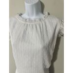 Love Story White Dotted Ruffle Neck Cap Sleeve Sheer Blouse Top Womens Size L Size L Photo 2