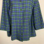 Vintage Plaid Top Cropped Sleeves Blue Green Plus Size 18WP Petite Twee Classic Photo 4