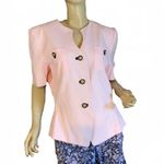 VINTAGE 1990'S KASPER A.S.L. LIGHT PINK & NAVY BLUE SHORT SLEEVE BLAZER (L) Size L Photo 0