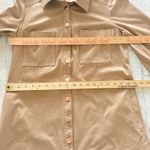 Free People  Ari Faux Suede Long Shirt Dress Gold Button Front Flare Sleeve Sz XS Photo 8