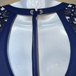 EXPRESS  Navy Crochet Flutter Sleeve Top O'Ring Tie Open  Back NWOT  Small‎ Photo 5