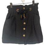 ZARA Black Button Front Paperbag Waist Mini Skirt Women Sz S Photo 0