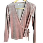 Madewell | Warm Ash Velvet Ballet Wrap Top Taupe Velvet | Size Extra Small Photo 2