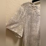 Eileen Fisher  Metaphor Print Almond Ballet 100% Silk Short Sleeve Blouse Photo 9