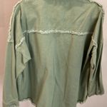 She & Sky  sage green embroidery distressed stap button jacket drop shoulder Photo 5